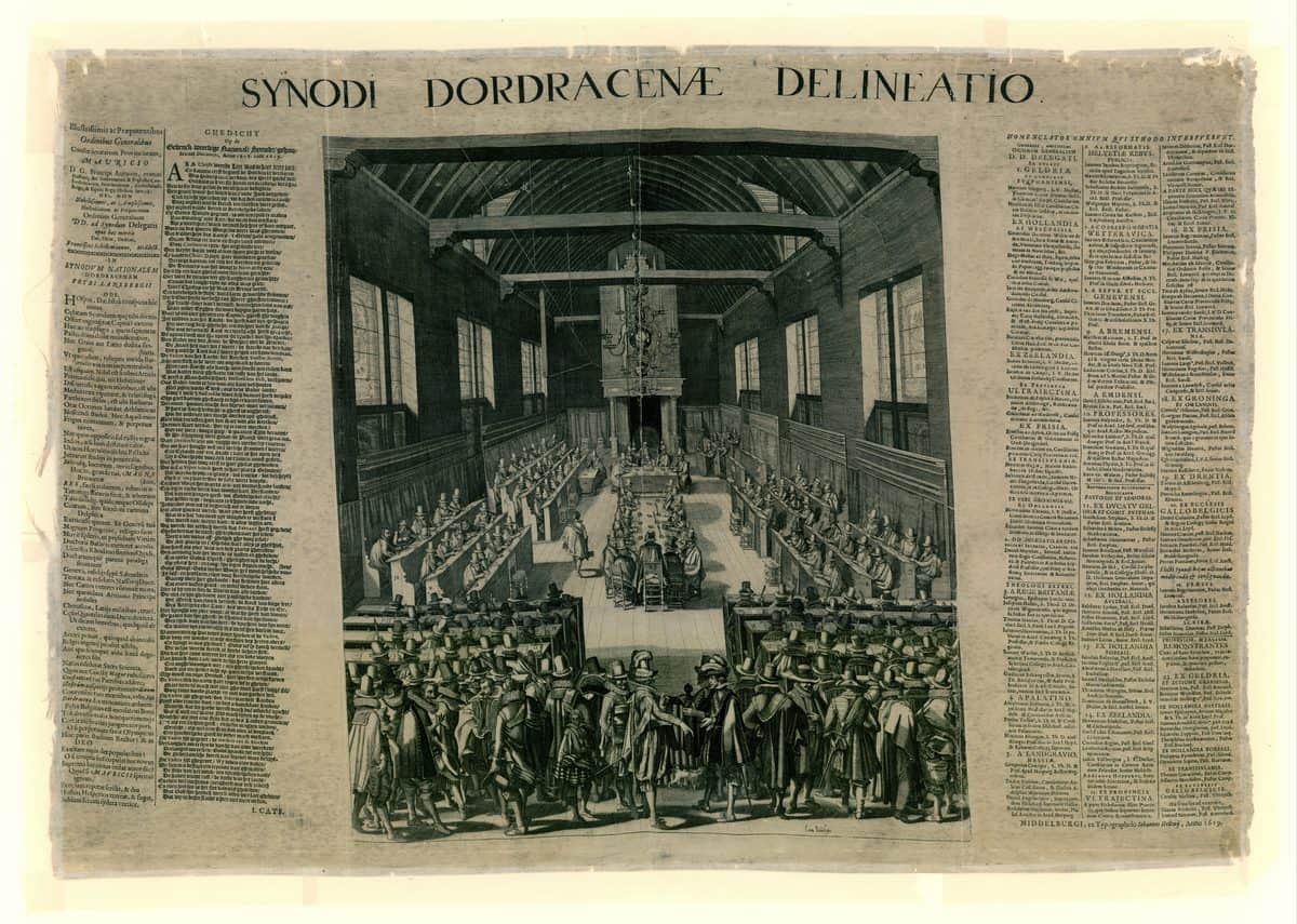 Historical engraving of the Synod of Dort 1618–1619